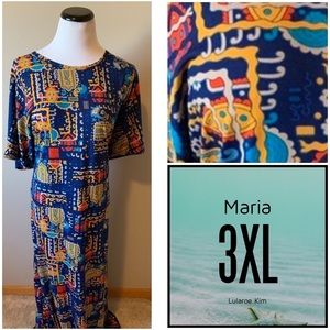 Lularoe Maria Dress Blue 3XL NWT